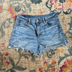 American Eagle Outfitters Blue Frayed Jean Shorts